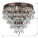Crystorama Calypso 3 Light Crystal Teardrop Vibrant Bronze Flush Mount