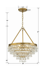 Crystorama Calypso 6 Light Crystal Teardrop Vibrant Gold Chandelier