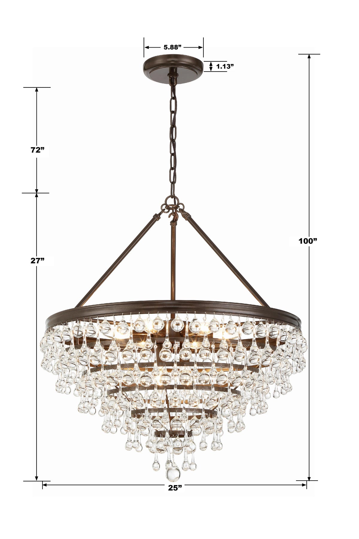 Crystorama Calypso 8 Light Crystal Teardrop Vibrant Bronze Chandelier