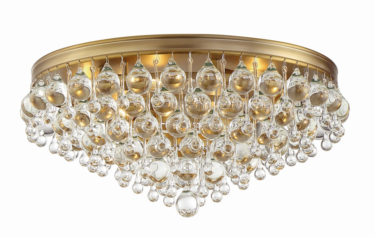 Crystorama Calypso 6 Light Crystal Teardrop Vibrant Gold Flush Mount