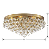 Crystorama Calypso 6 Light Crystal Teardrop Vibrant Gold Flush Mount