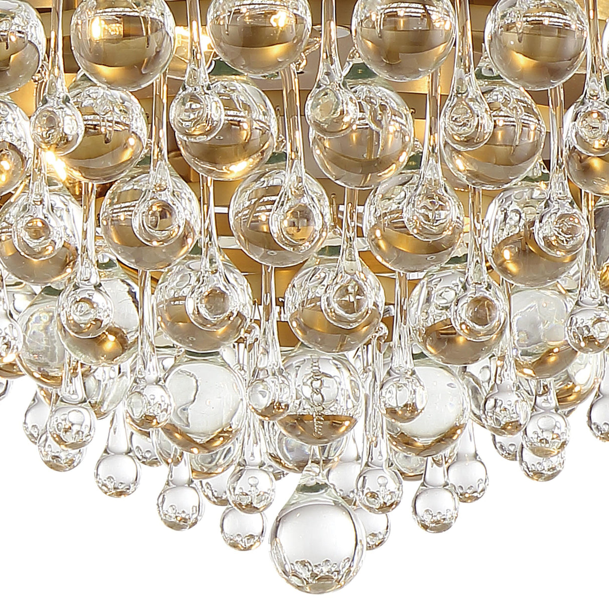 Crystorama Calypso 6 Light Crystal Teardrop Vibrant Gold Flush Mount