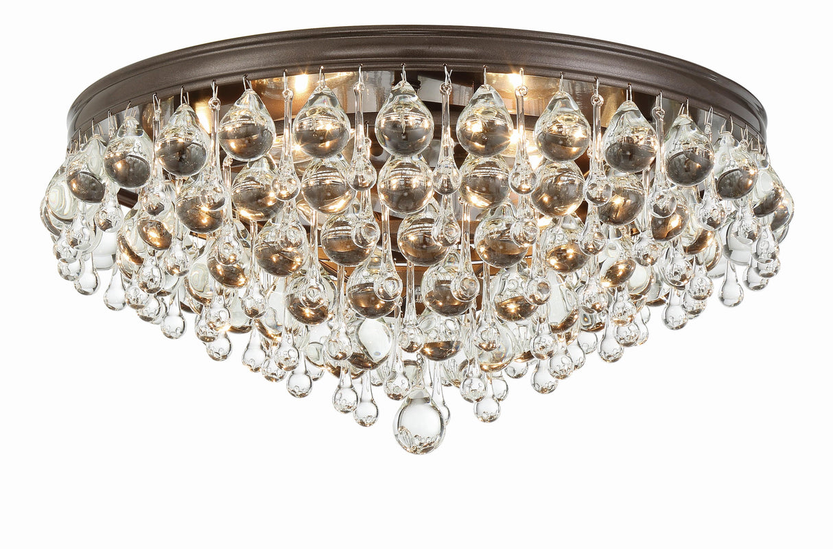 Crystorama Calypso 6 Light Crystal Teardrop Vibrant Bronze Flush Mount