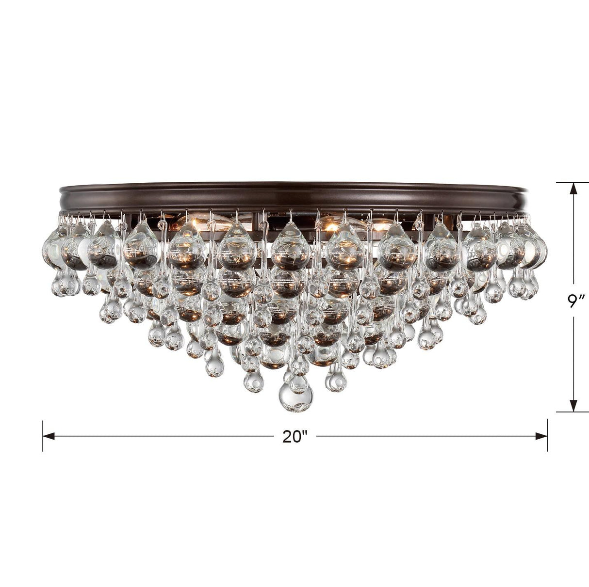 Crystorama Calypso 6 Light Crystal Teardrop Vibrant Bronze Flush Mount