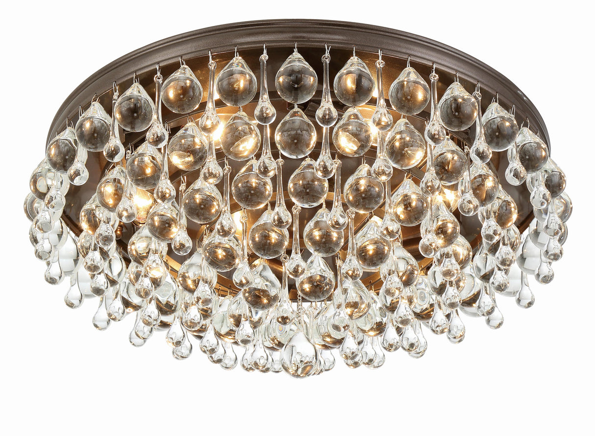 Crystorama Calypso 6 Light Crystal Teardrop Vibrant Bronze Flush Mount