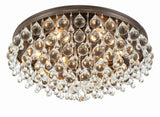 Crystorama Calypso 6 Light Crystal Teardrop Vibrant Bronze Flush Mount