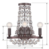 Crystorama Channing 3 Light Hand Cut Crystal Chocolate Bronze Sconce