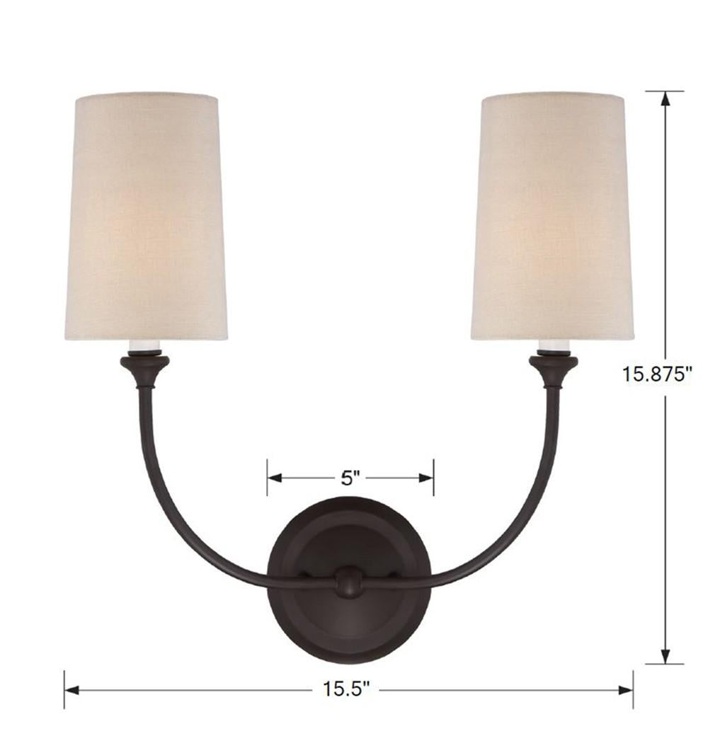 Crystorama Libby Langdon Sylvan 2 Light Dark Bronze Sconce