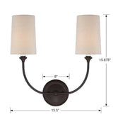 Crystorama Libby Langdon Sylvan 2 Light Dark Bronze Sconce