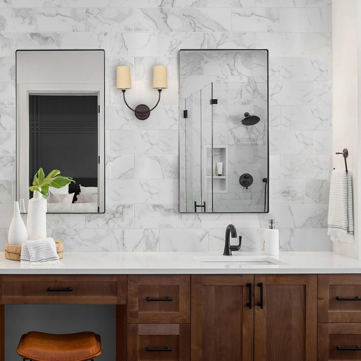 Crystorama Libby Langdon Sylvan 2 Light Dark Bronze Sconce