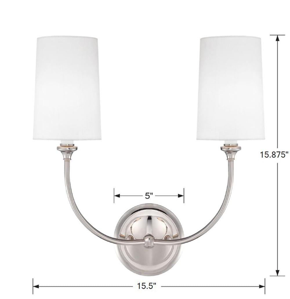 Crystorama Libby Langdon Sylvan 2 Light Polished Nickel Sconce