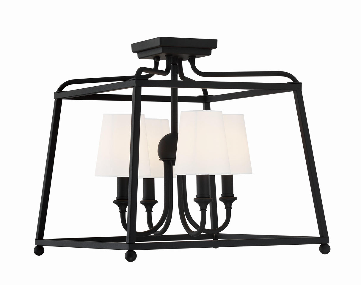 Crystorama Libby Langdon Sylvan 4 Light Black Forged Semi Flush Mount
