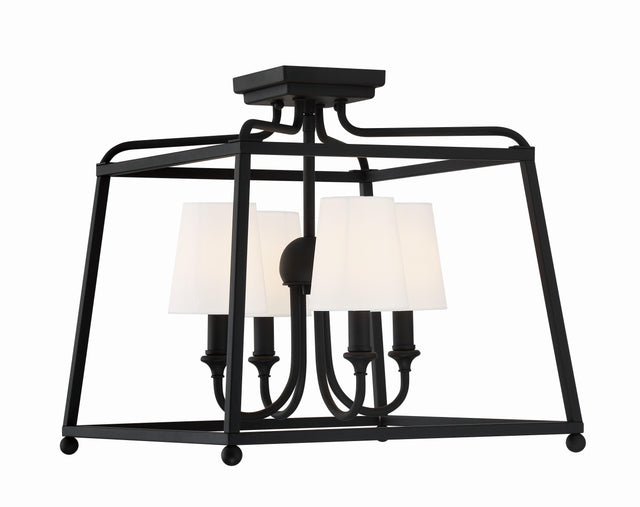 Crystorama Libby Langdon Sylvan 4 Light Black Forged Semi Flush Mount