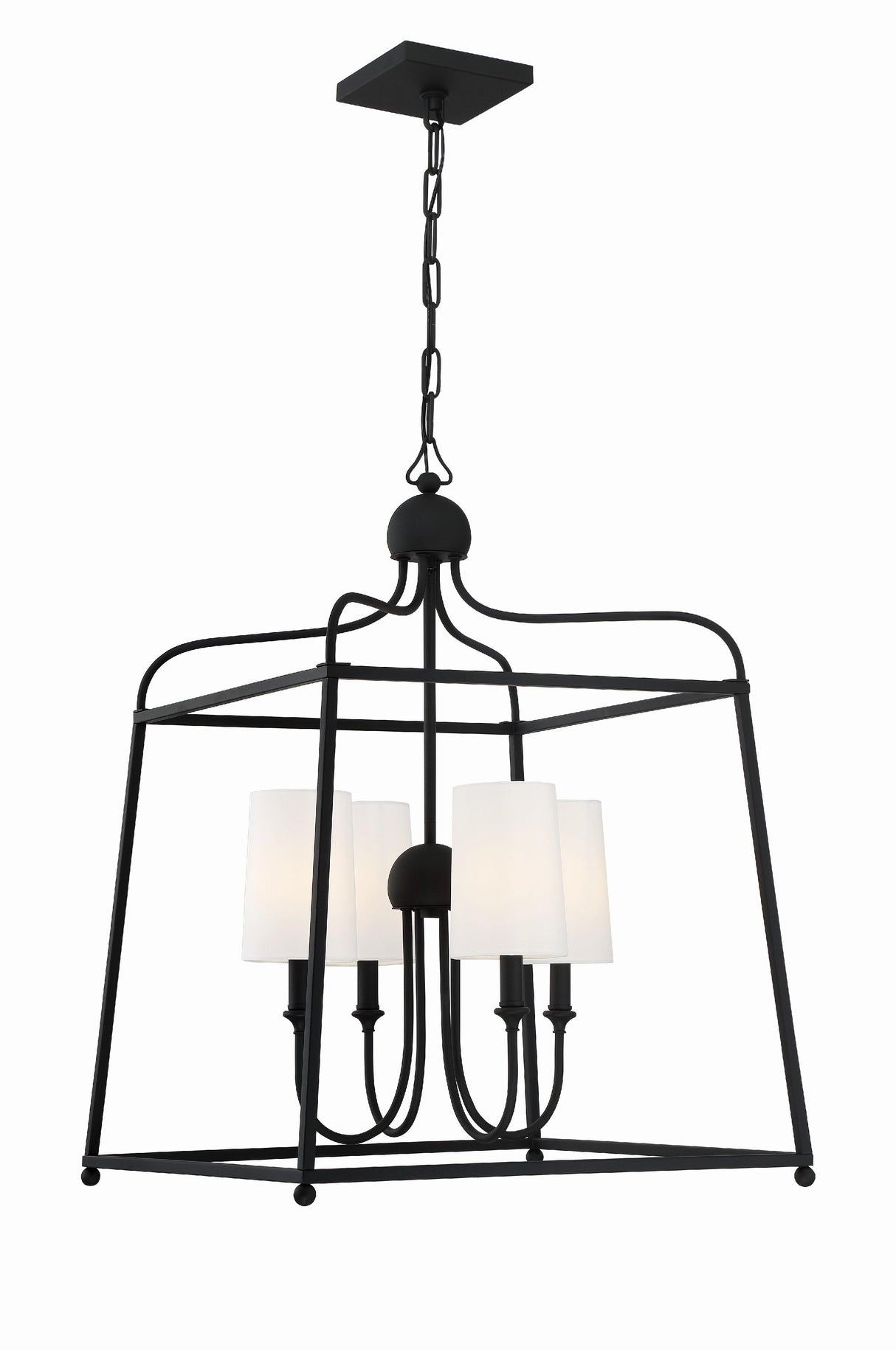 Crystorama Libby Langdon Sylvan 4 Light Black Forged Lantern Chandelier