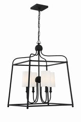 Crystorama Libby Langdon Sylvan 4 Light Black Forged Lantern Chandelier
