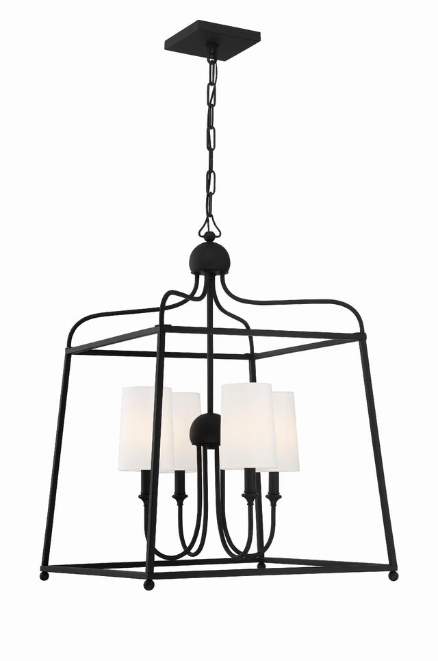 Crystorama Libby Langdon Sylvan 4 Light Black Forged Lantern Chandelier