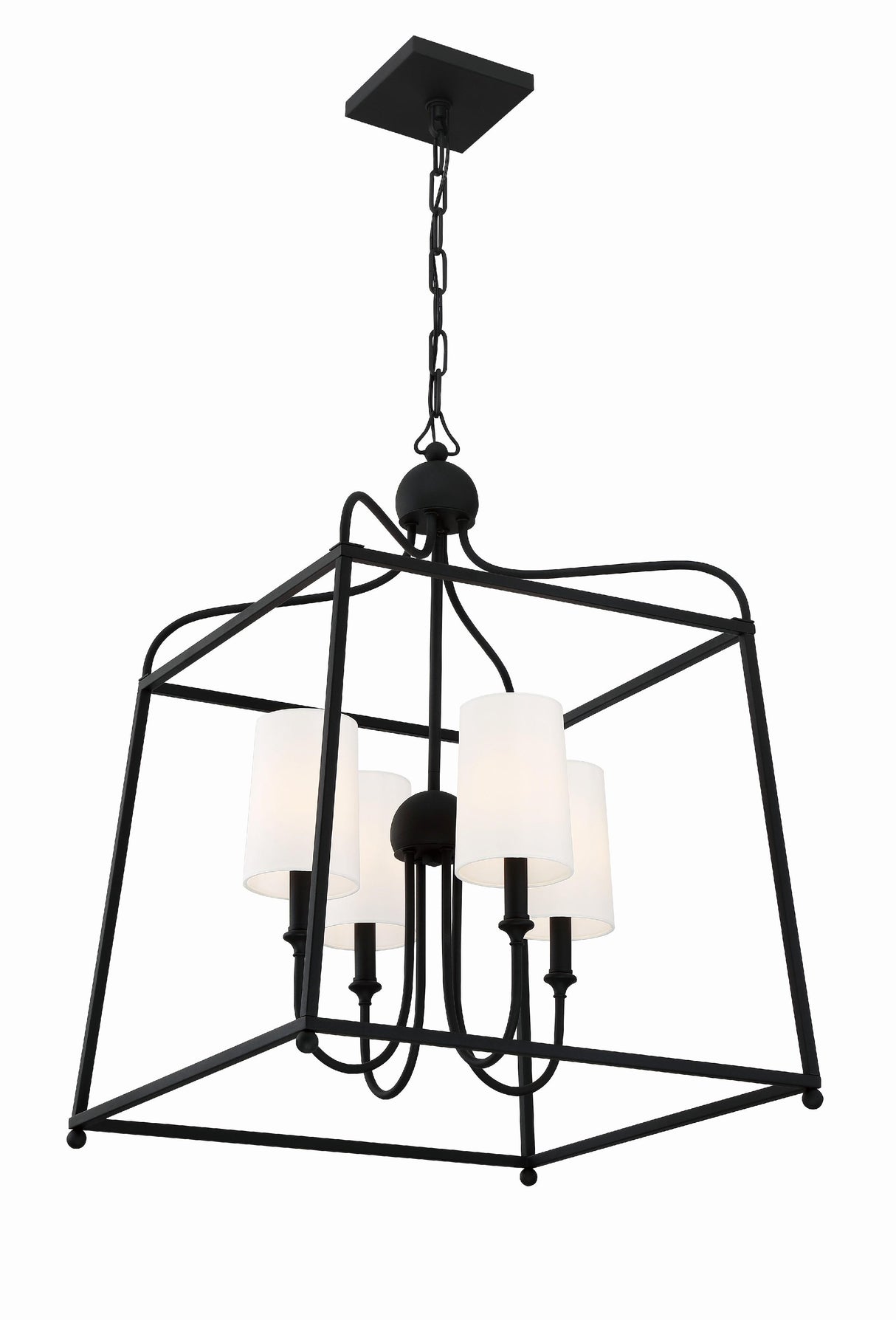 Crystorama Libby Langdon Sylvan 4 Light Black Forged Lantern Chandelier