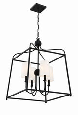 Crystorama Libby Langdon Sylvan 4 Light Black Forged Lantern Chandelier