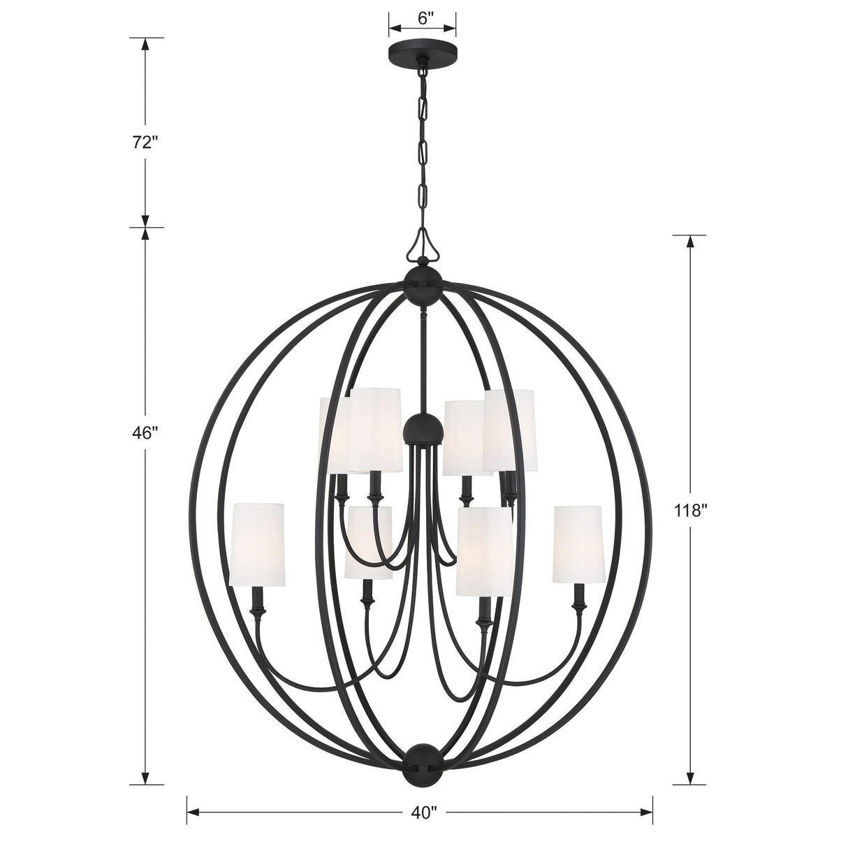 Crystorama Libby Langdon Sylvan 8 Light Black Forged Chandelier