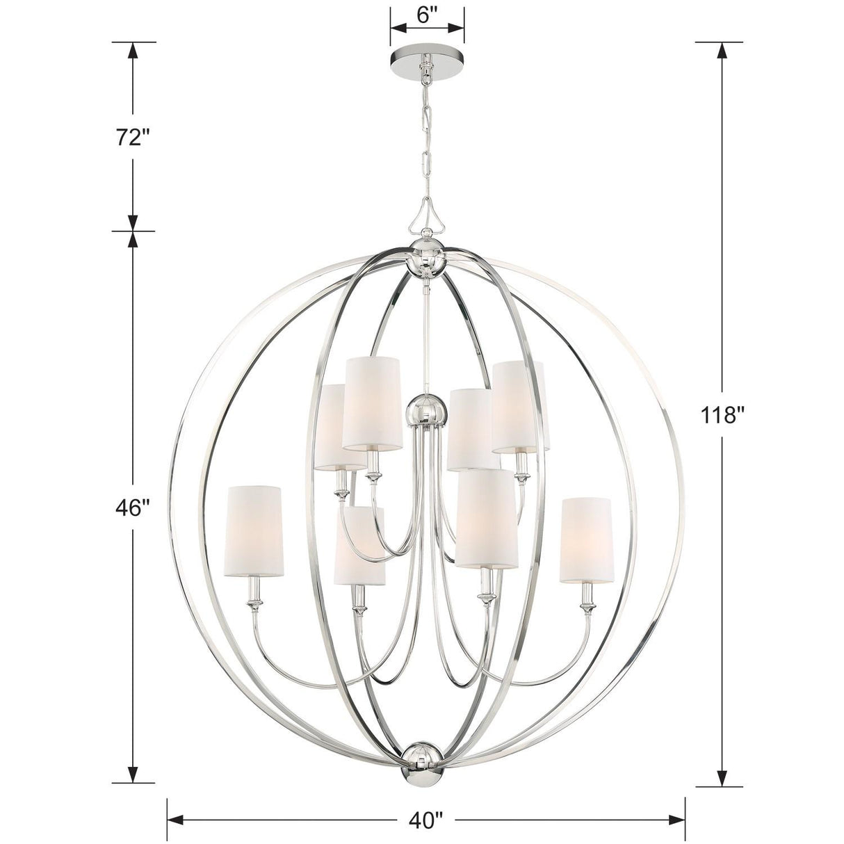 Crystorama Libby Langdon Sylvan 8 Light Polished Nickel Chandelier