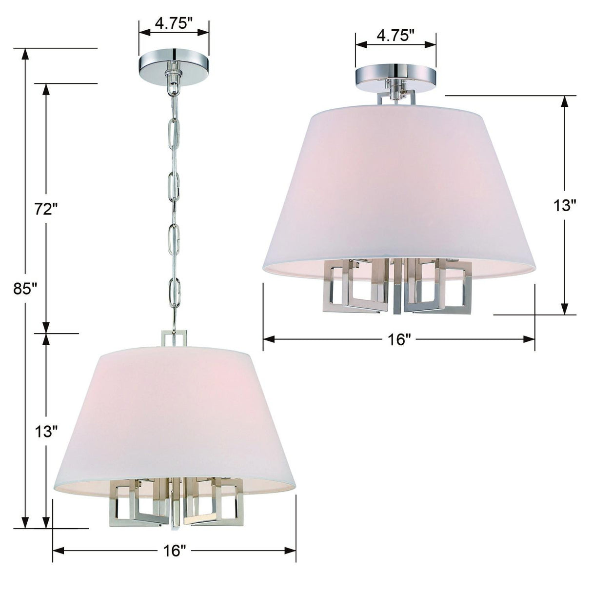 Crystorama Libby Langdon Westwood 5 Light Polished Nickel Semi Flush Mount
