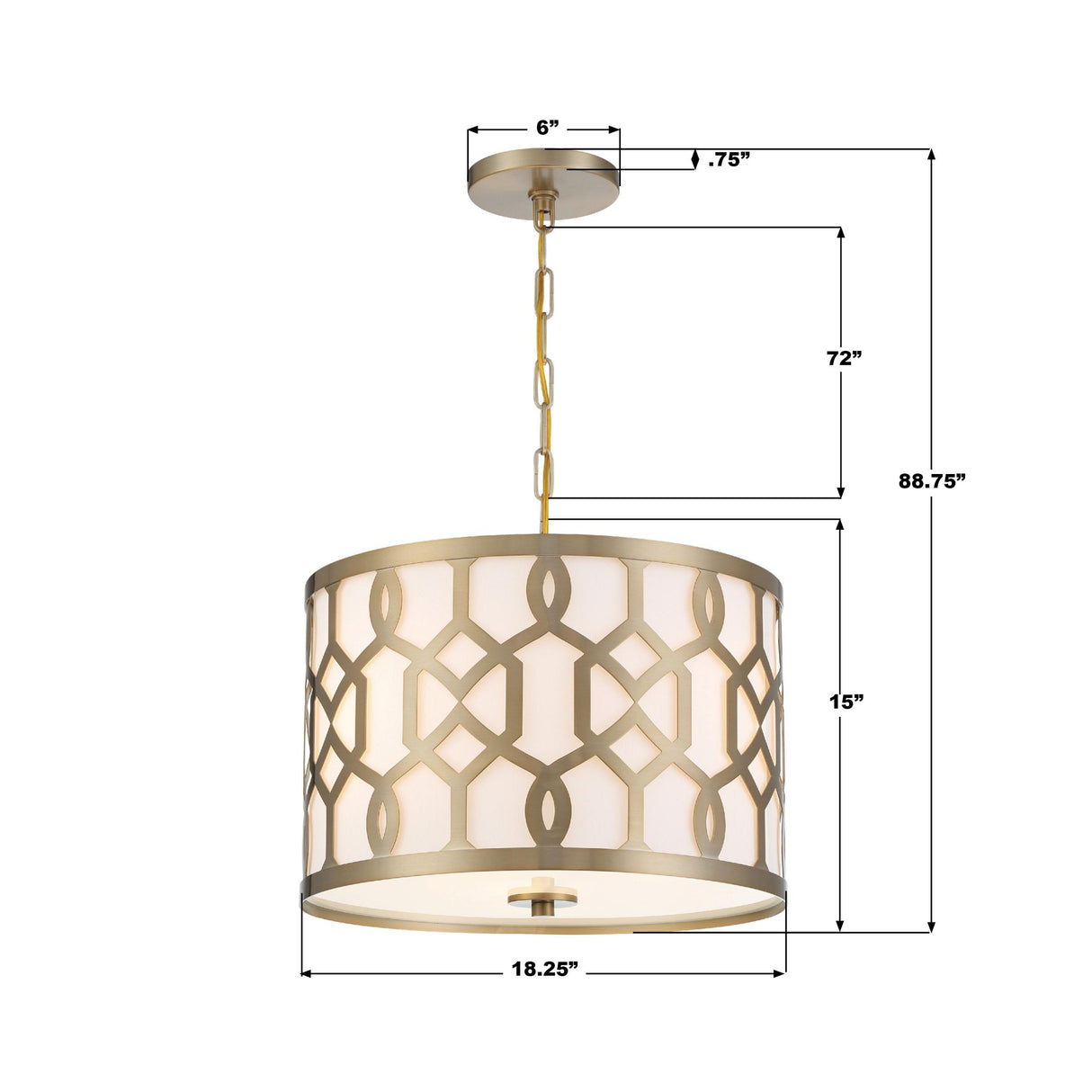 Crystorama Libby Langdon Jennings 3 Light Aged Brass Pendant