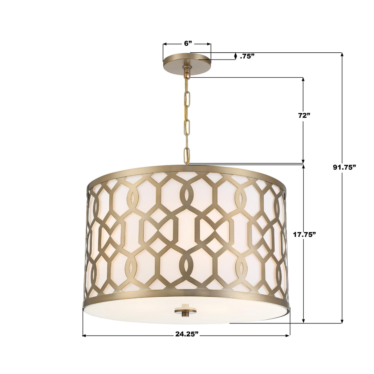 Crystorama Libby Langdon Jennings 5 Light Aged Brass Pendant