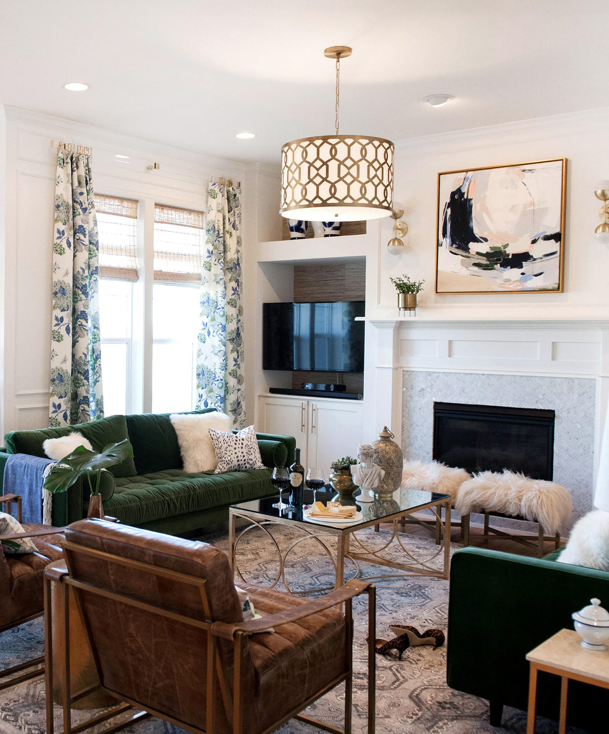 Crystorama Libby Langdon Jennings 5 Light Aged Brass Pendant