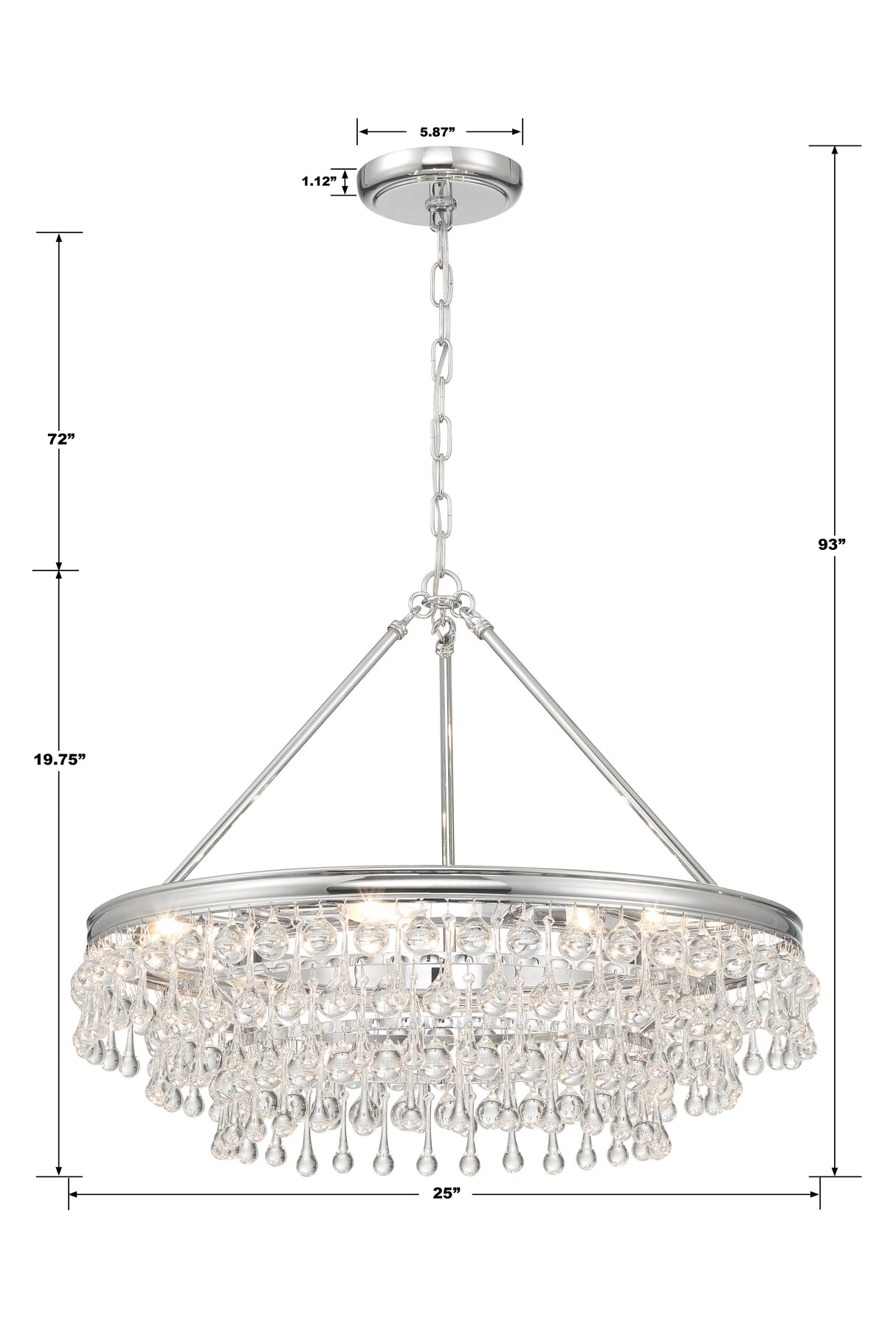 Crystorama Calypso 6 Light Polished Chrome Chandelier
