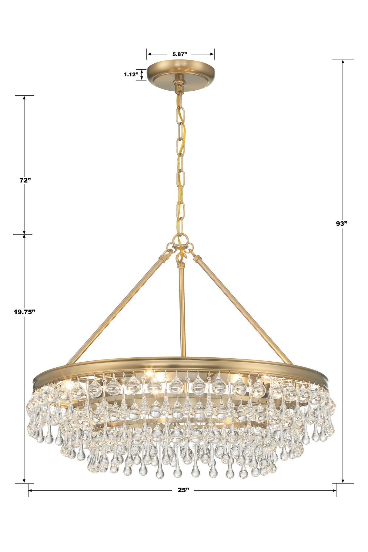 Crystorama Calypso 6 Light Vibrant Gold Chandelier