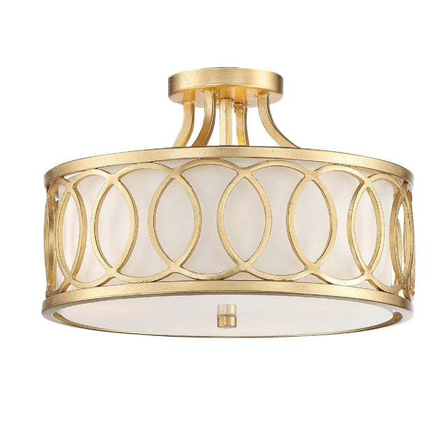 Crystorama Libby Langdon Graham 3 Light Antique Gold Semi Flush Mount