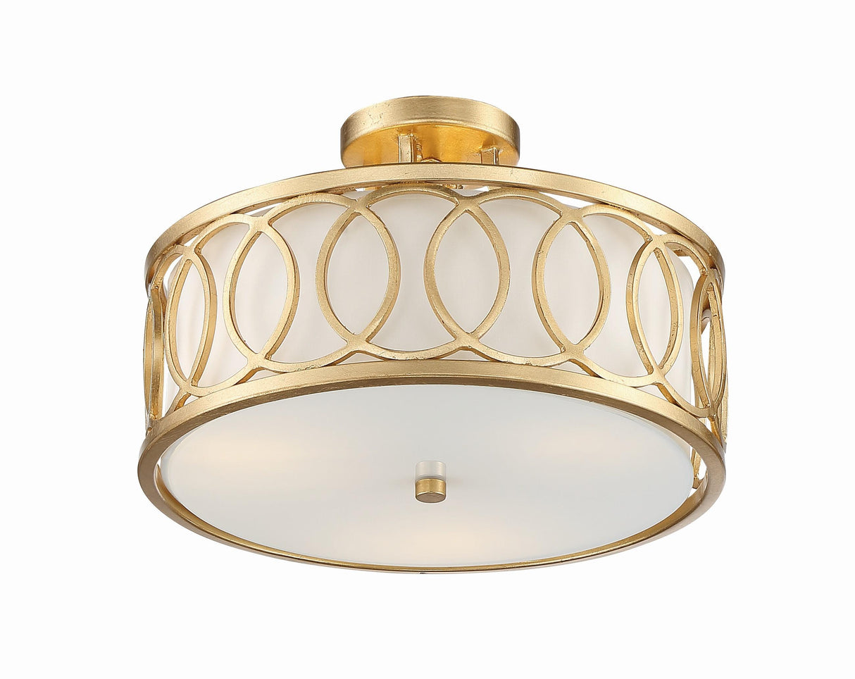 Crystorama Libby Langdon Graham 3 Light Antique Gold Semi Flush Mount