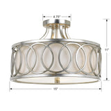 Crystorama Libby Langdon Graham 3 Light Antique Silver Semi Flush Mount