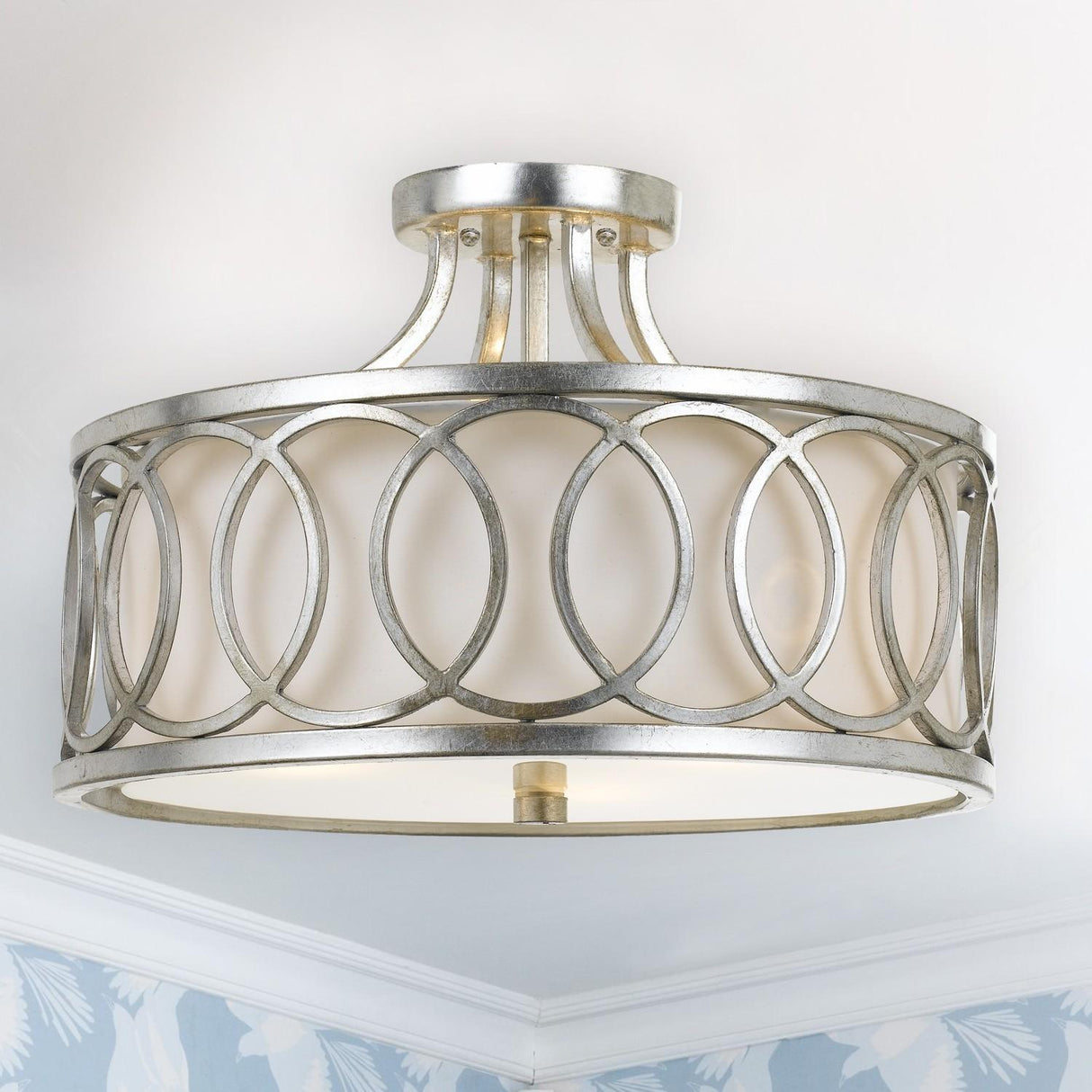 Crystorama Libby Langdon Graham 3 Light Antique Silver Semi Flush Mount