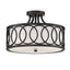 Crystorama Libby Langdon Graham 3 Light Matte Black Semi Flush Mount