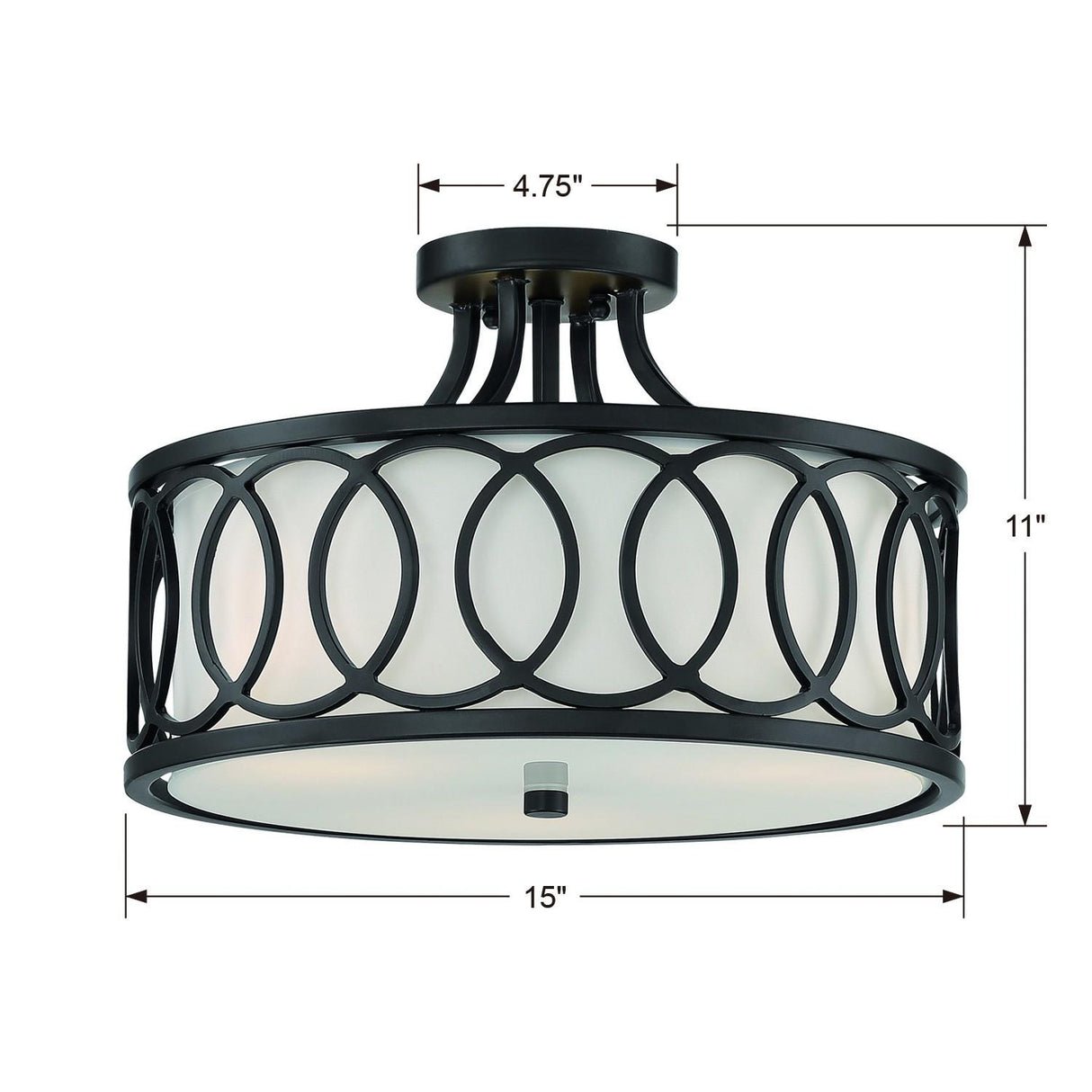 Crystorama Libby Langdon Graham 3 Light Matte Black Semi Flush Mount