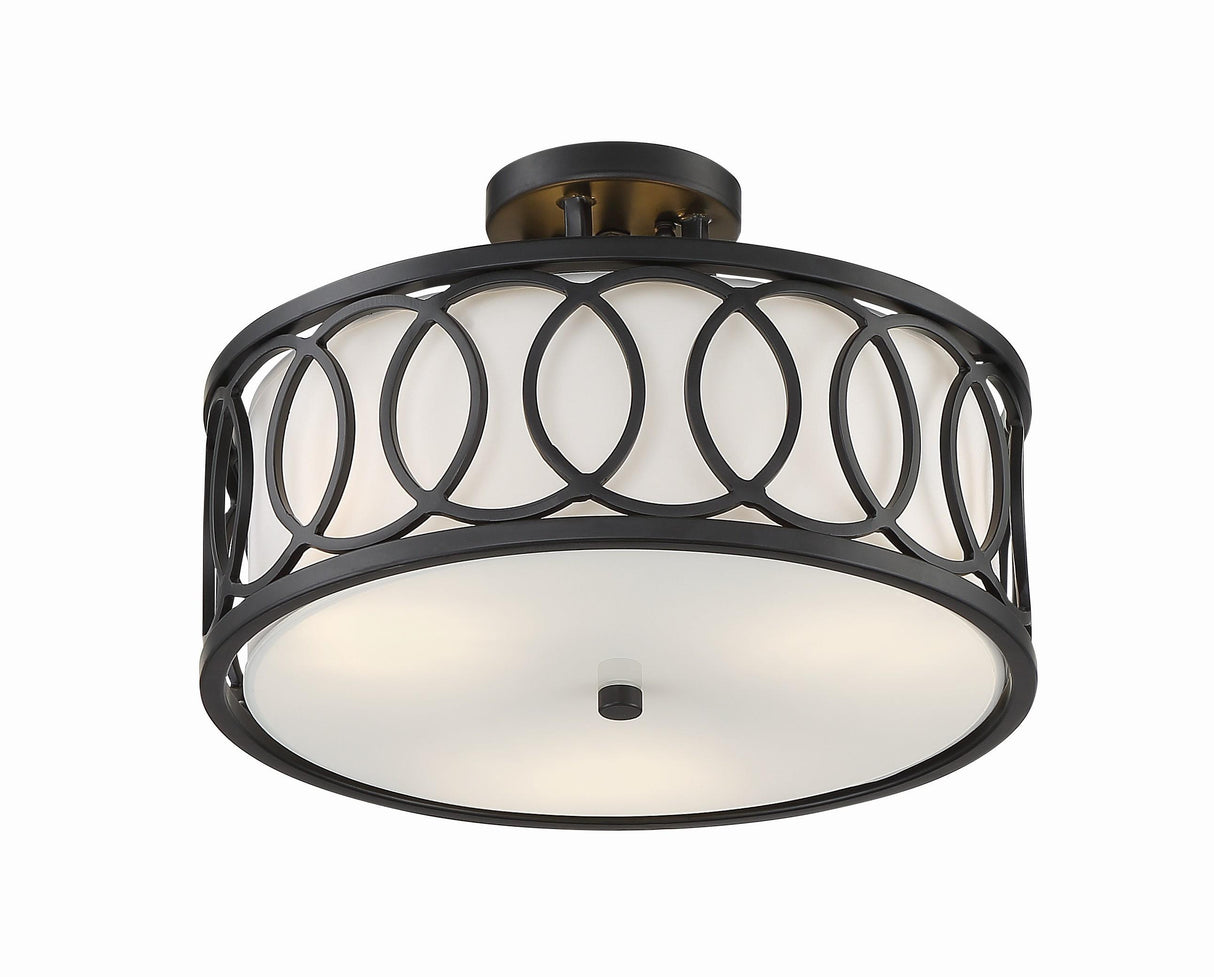 Crystorama Libby Langdon Graham 3 Light Matte Black Semi Flush Mount