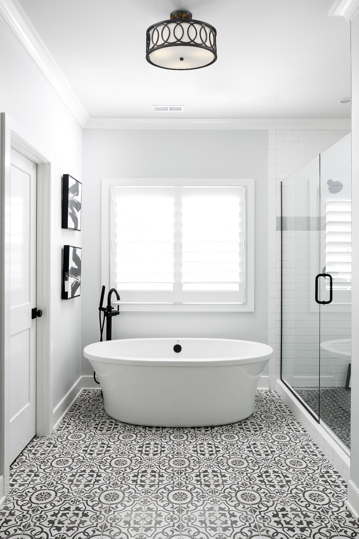 Crystorama Libby Langdon Graham 3 Light Matte Black Semi Flush Mount