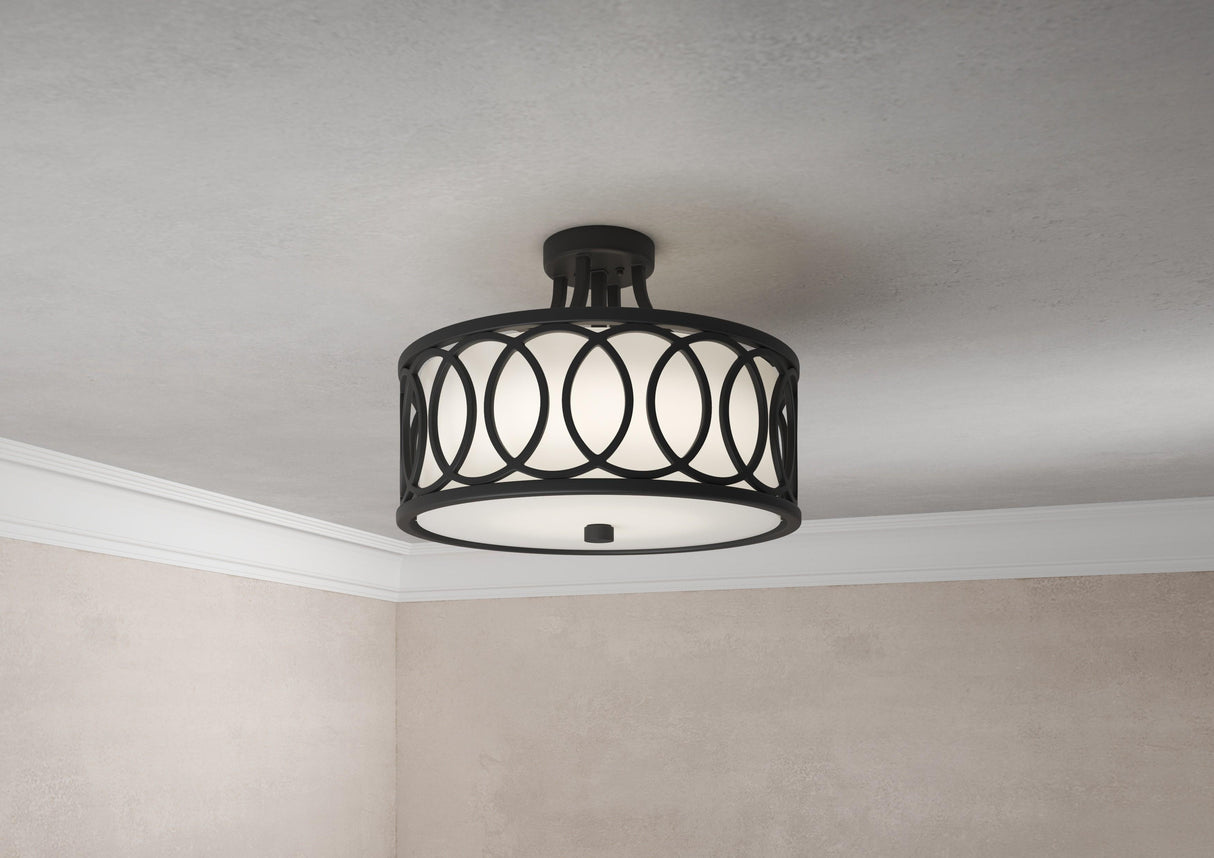 Crystorama Libby Langdon Graham 3 Light Matte Black Semi Flush Mount