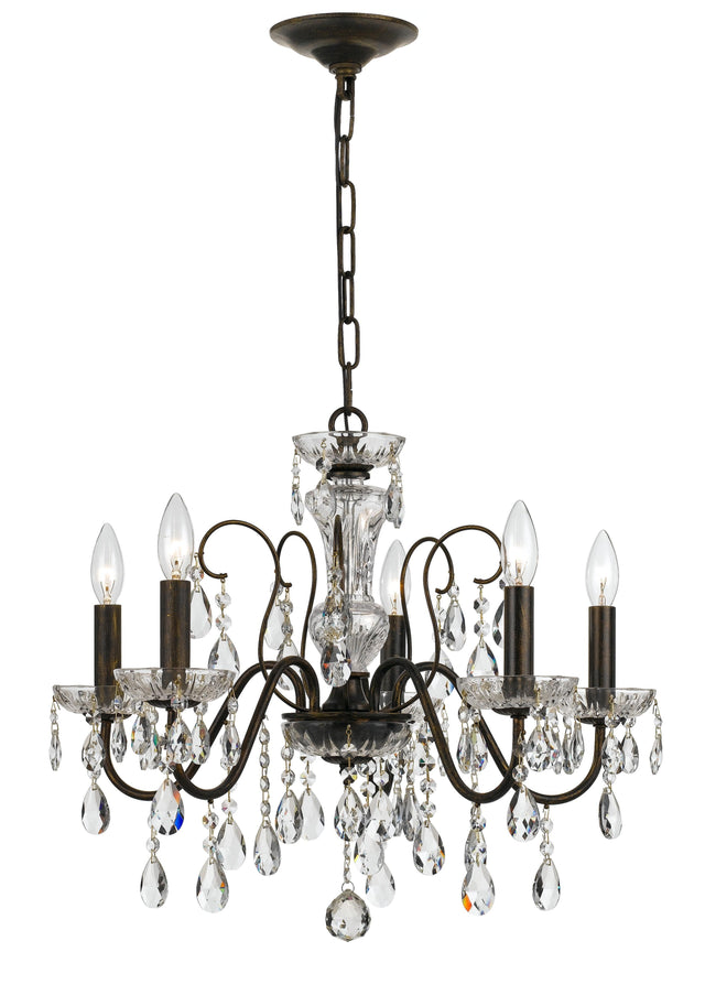 Crystorama Butler 5 Light Spectra Crystal English Bronze Chandelier