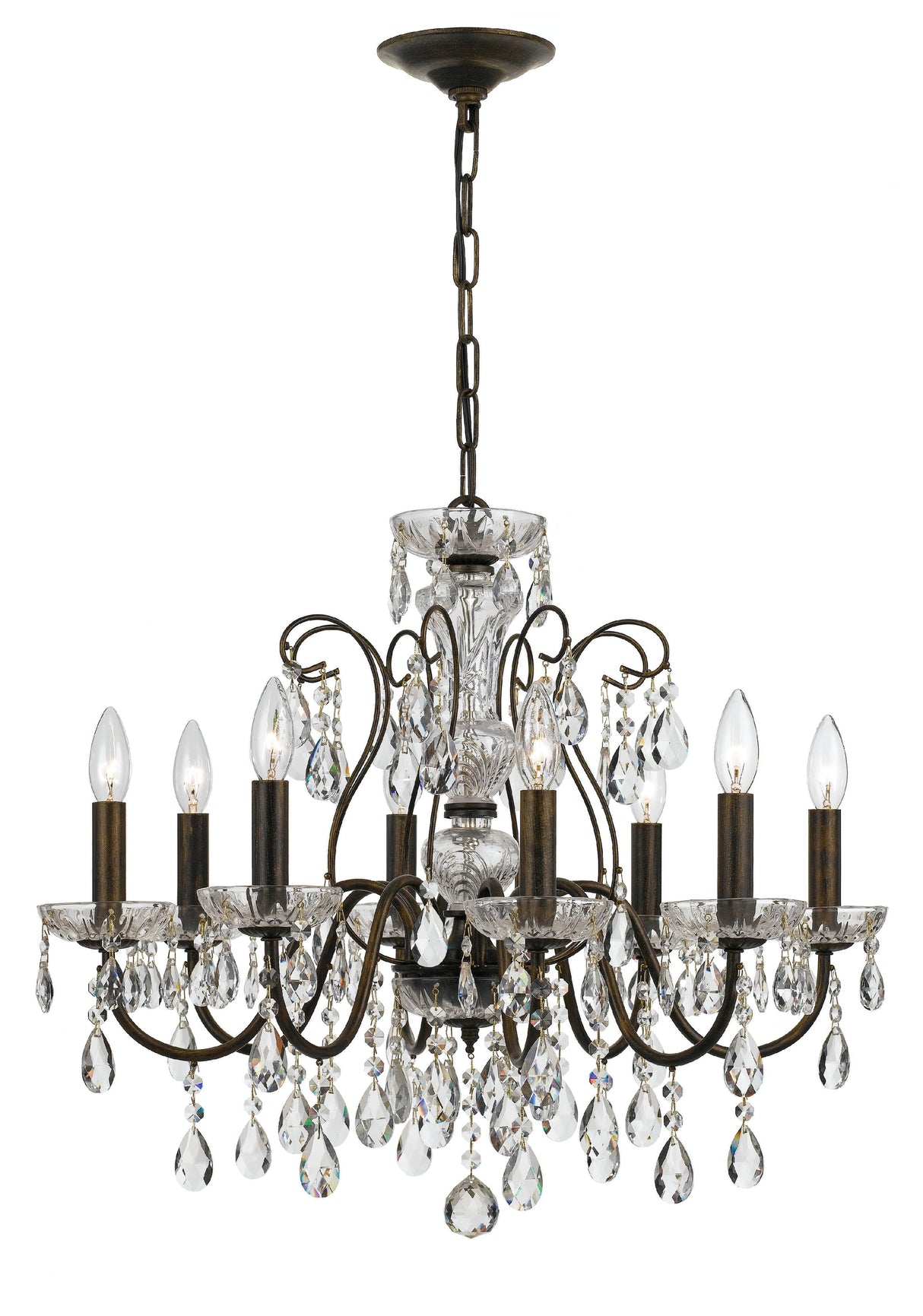 Crystorama Butler 8 Light Hand Cut Crystal English Bronze Chandelier