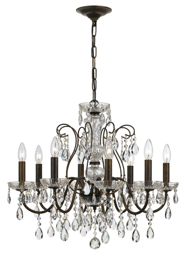 Crystorama Butler 8 Light Hand Cut Crystal English Bronze Chandelier