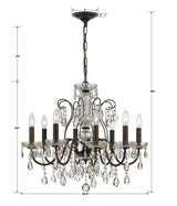 Crystorama Butler 8 Light Hand Cut Crystal English Bronze Chandelier