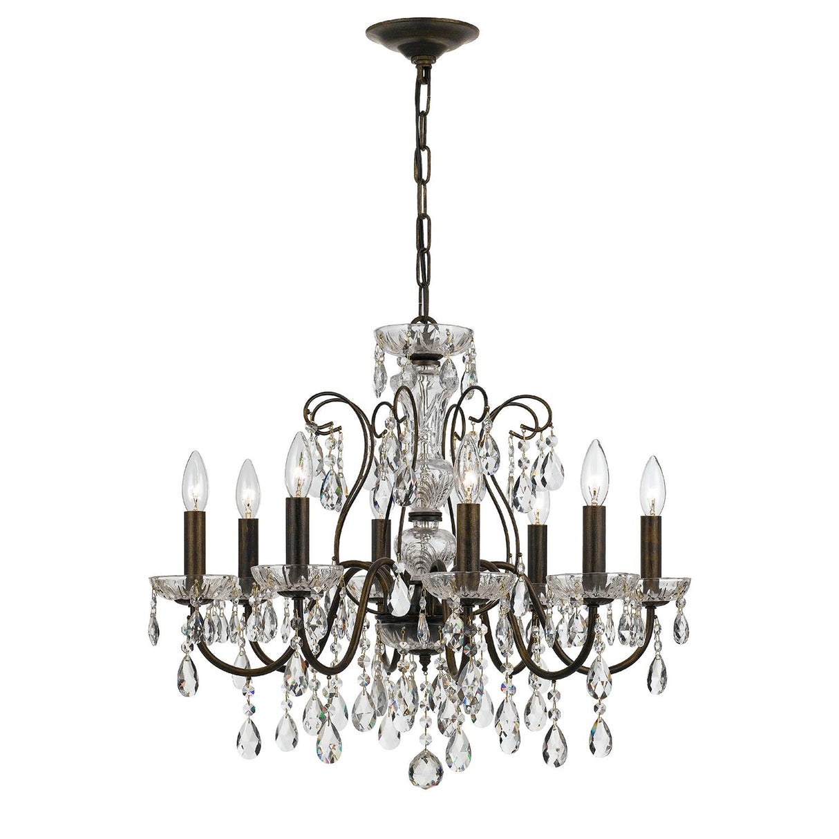 Crystorama Butler 8 Light Hand Cut Crystal English Bronze Chandelier