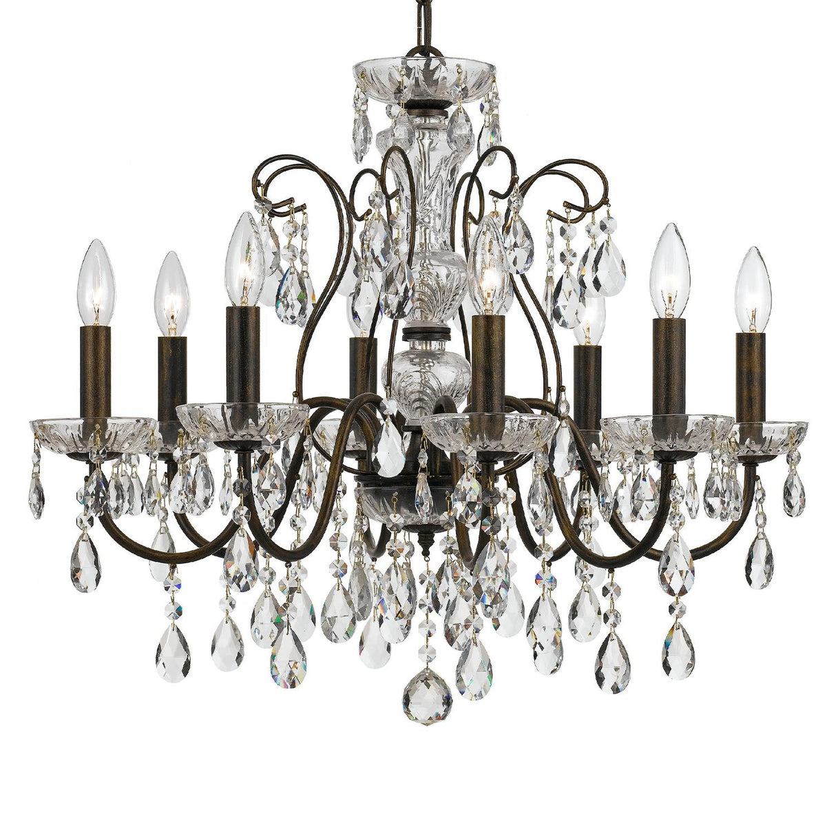 Crystorama Butler 8 Light Hand Cut Crystal English Bronze Chandelier