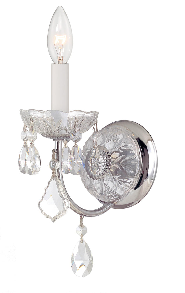 Crystorama Imperial 1 Light Hand Cut Crystal Polished Chrome Sconce