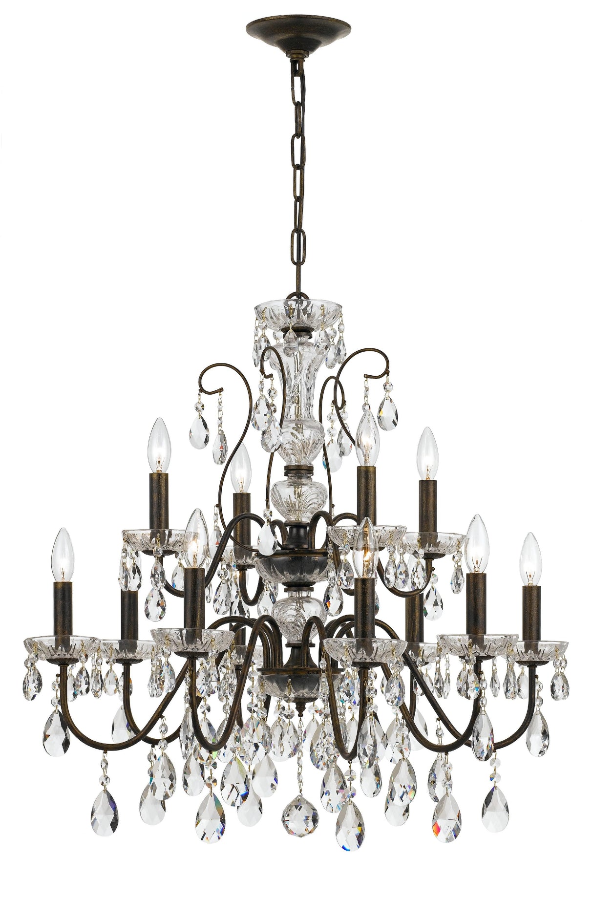 Crystorama Butler 12 Light Spectra Crystal English Bronze Chandelier