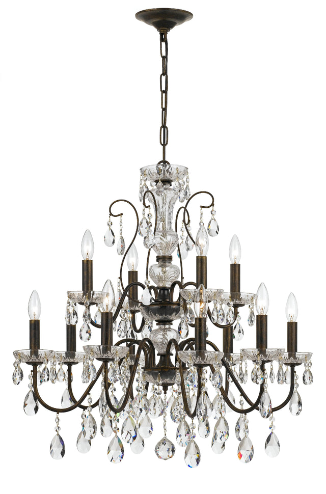 Crystorama Butler 12 Light Spectra Crystal English Bronze Chandelier