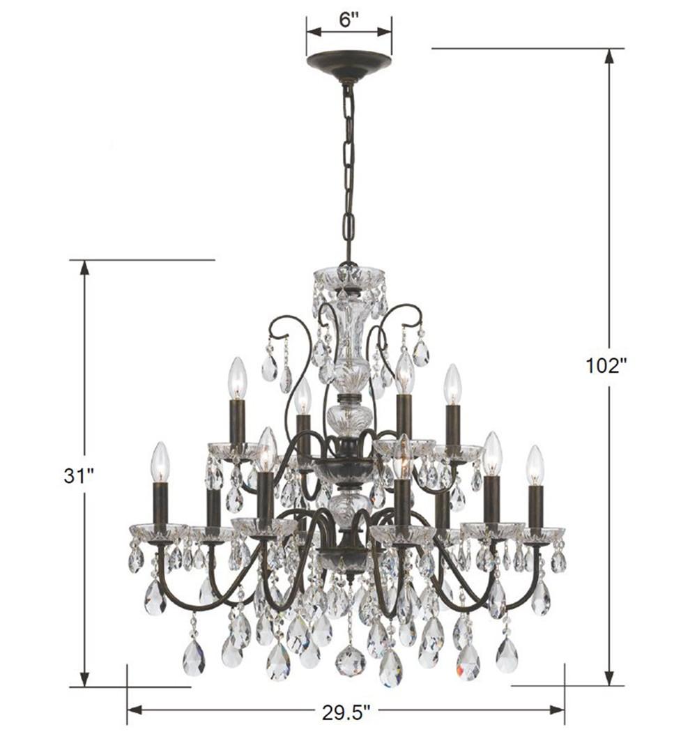 Crystorama Butler 12 Light Spectra Crystal English Bronze Chandelier
