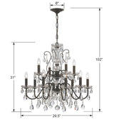 Crystorama Butler 12 Light Spectra Crystal English Bronze Chandelier